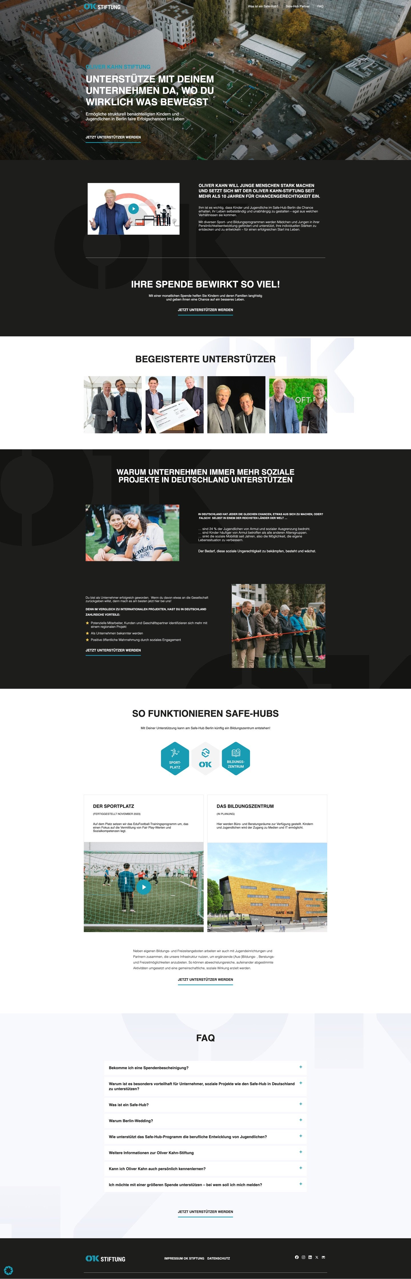 Oliver Kahn Foundation nonprofit landing page full-page design