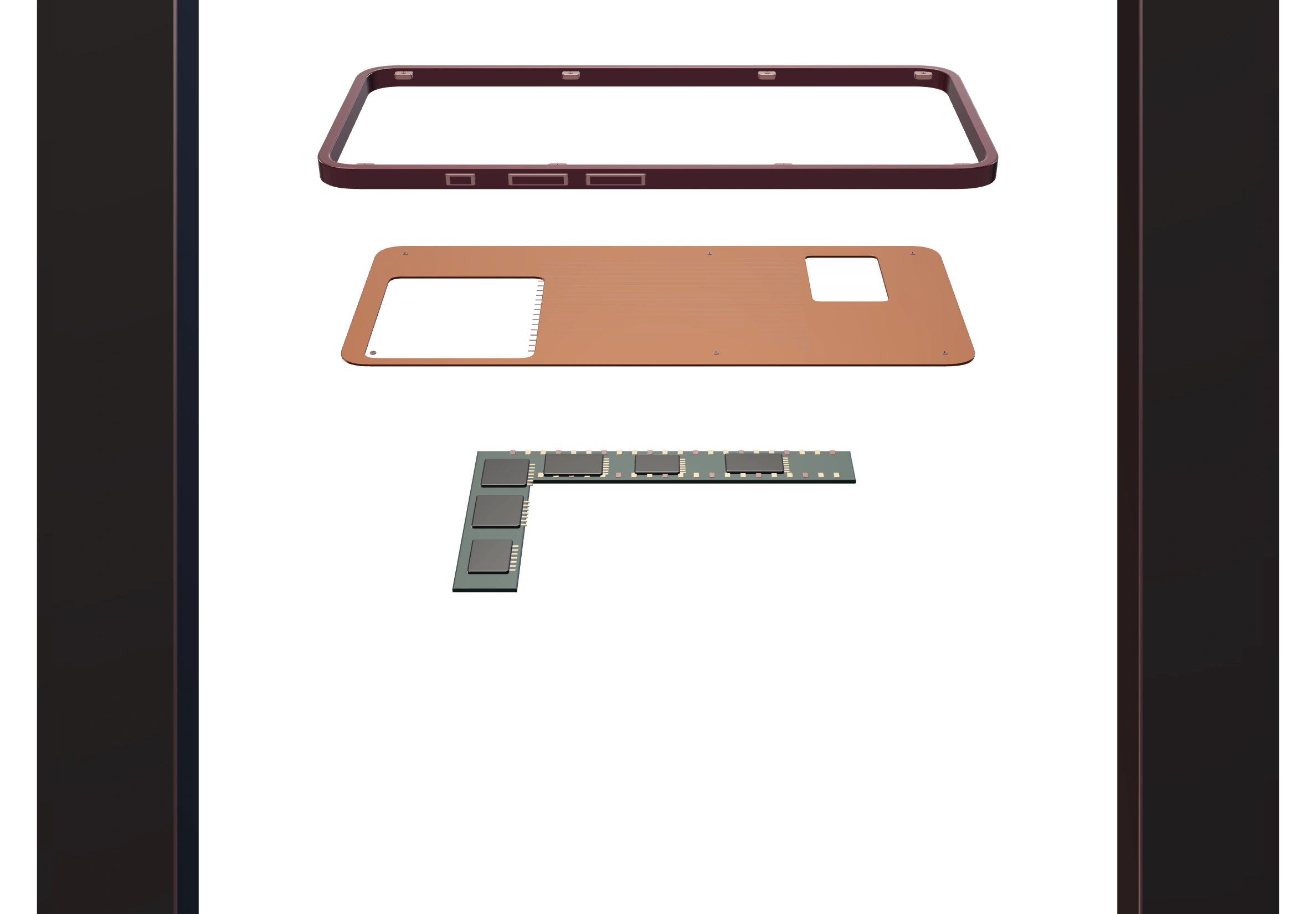 Illustrative populated logic board with contacts and an A20 Pro label.