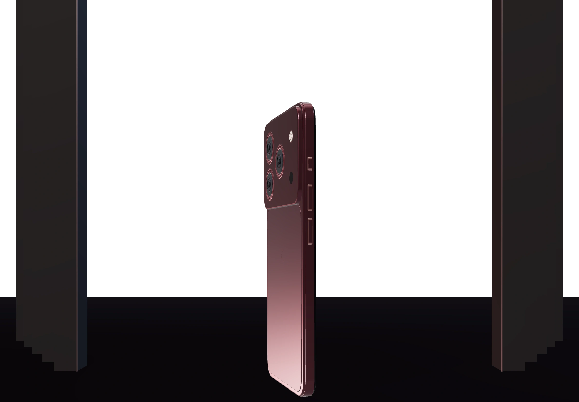 A controlled three-quarter view of the phone.